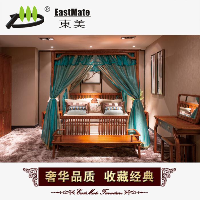 红木家具 新中式古典实木架子床 100%刺猬紫檀实木床