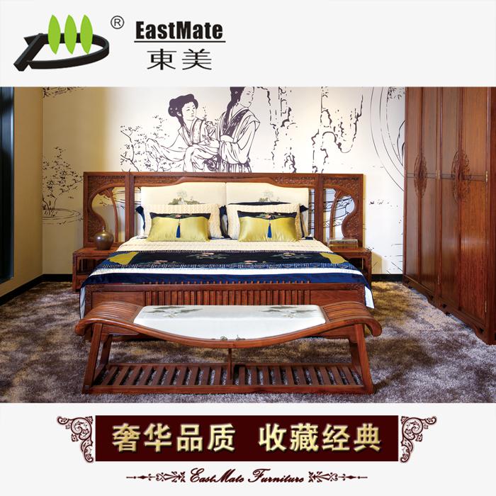 刺猬紫檀大床1.8米 红木双人床组合 实木床1.8米