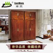 红木家具 精雕工艺顶箱柜 刺猥紫檀衣柜 四门衣柜