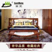 刺猬紫檀大床1.8米 红木双人床组合 实木床1.8米
