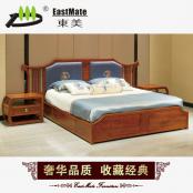 剌猬紫檀家具 新中式双人实木床 新古典红木家具