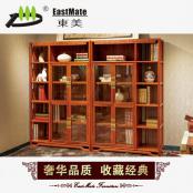 红木家具 刺猬紫檀新古典书柜 花梨木实木图书柜 玻璃书柜