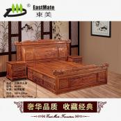 红木家具 兰亭序大床 床实木 1.8米大床 刺猬紫檀 红木床